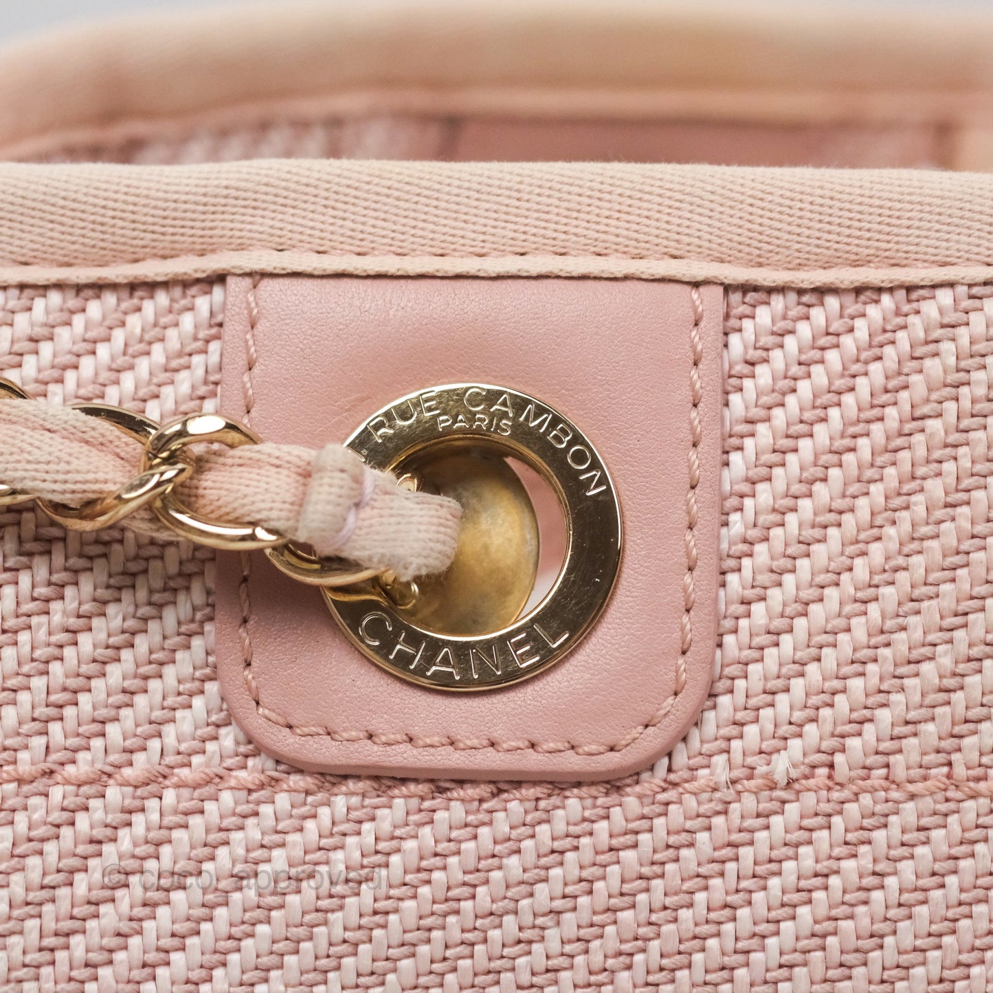 Chanel Small Vertical Deauville Canvas Pink Gold Hardware