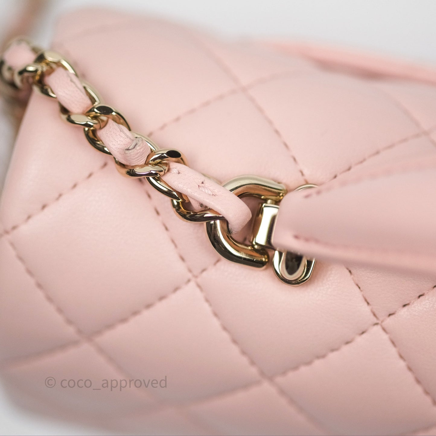 Chanel Top Handle Mini Rectangular Flap Pink Lambskin Gold Hardware
