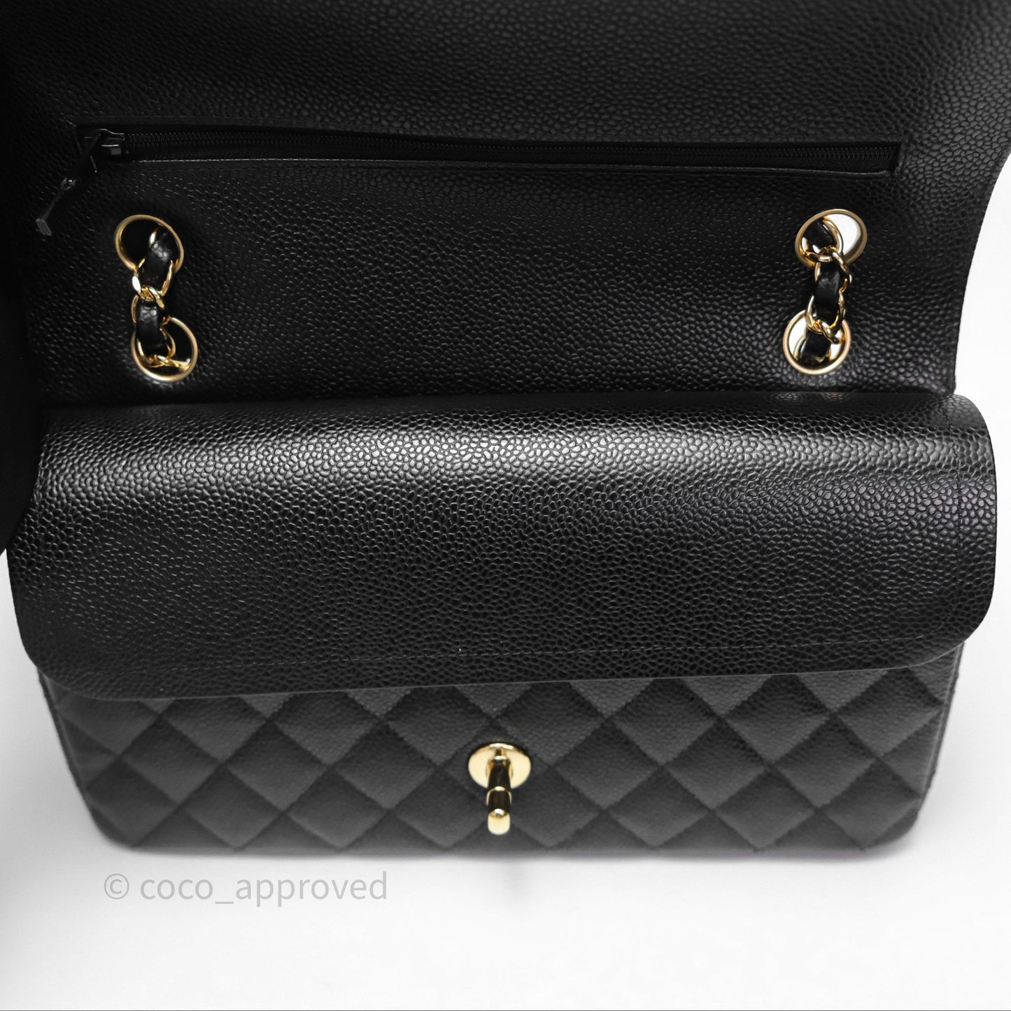 Chanel Classic M/L Medium Flap Quilted Black Caviar Gold Hardware