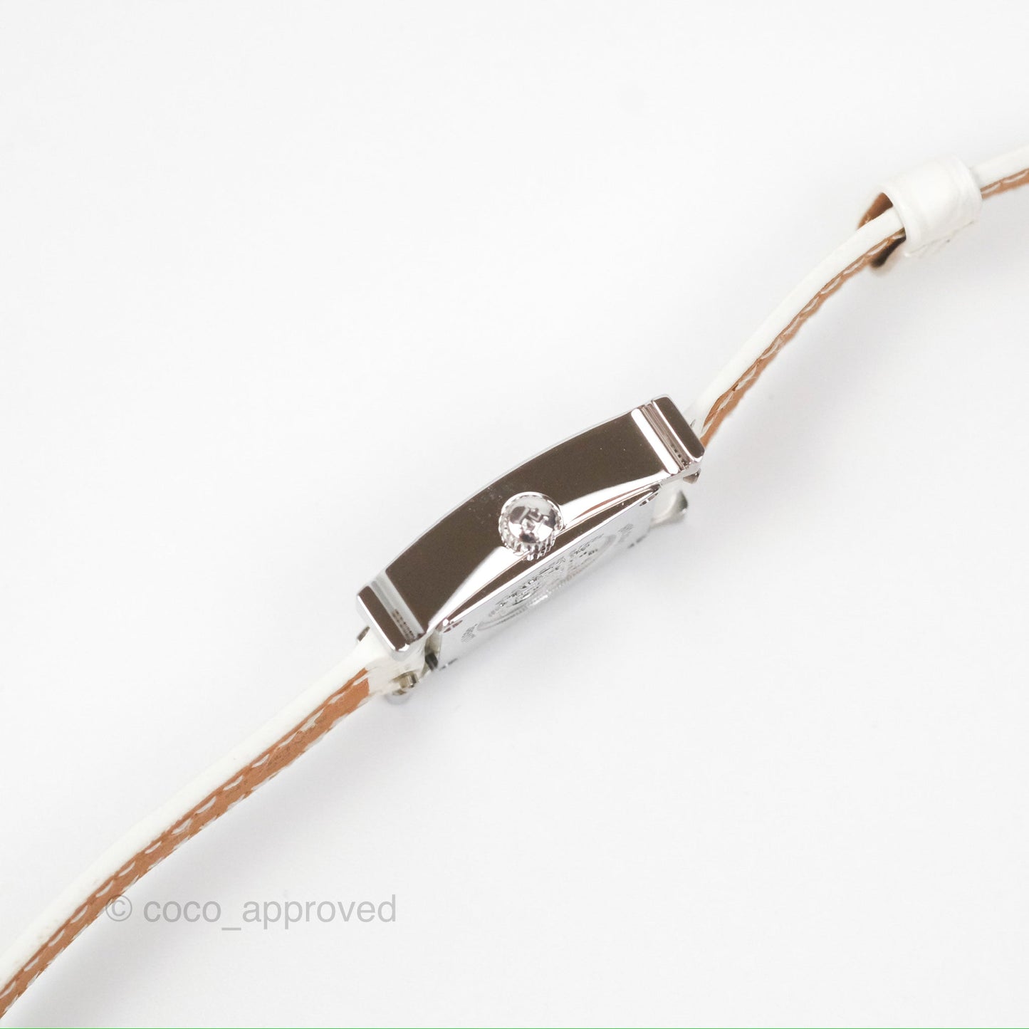 Hermes Heure H Watch Mini Diamonds White Mother-of-pearl White Alligator Leather