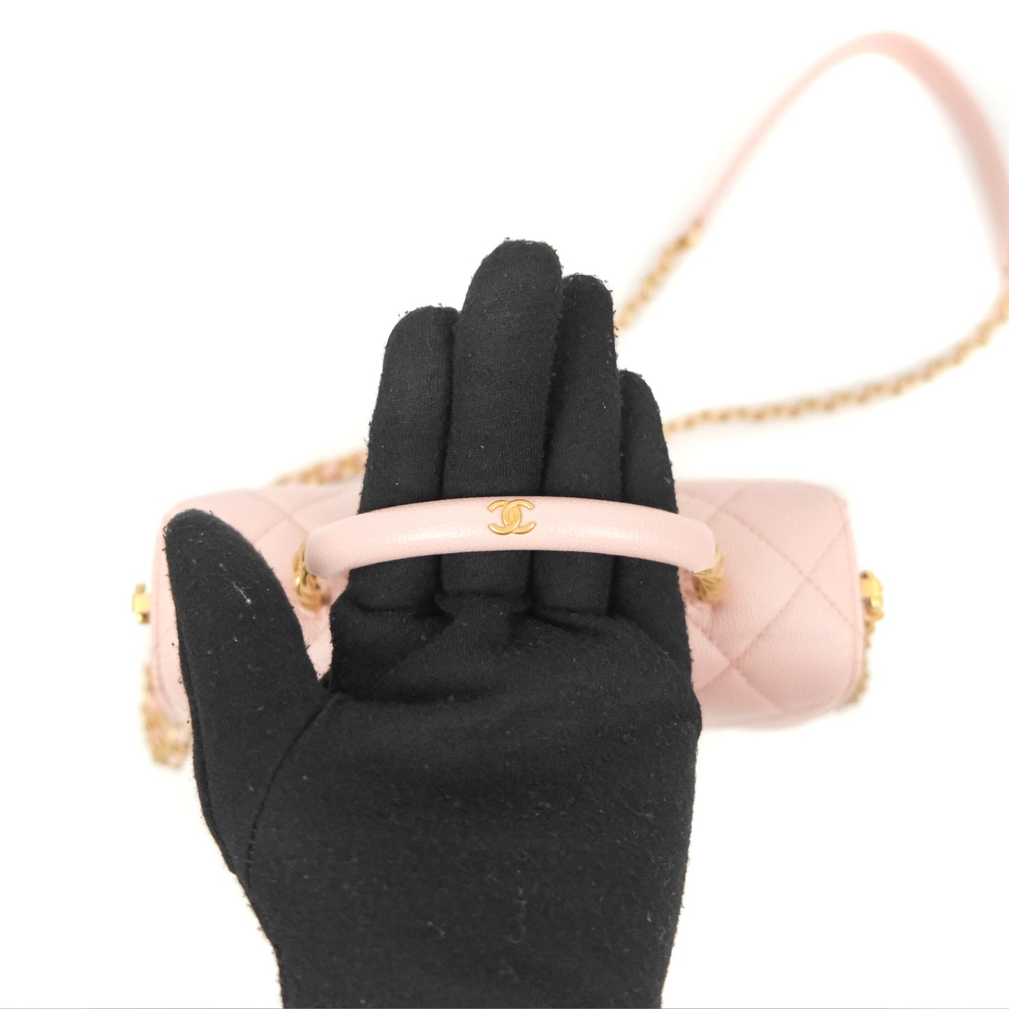 Chanel Carry Me Top Handle Flap Bag Pink Caviar Aged Gold Hardware 23S