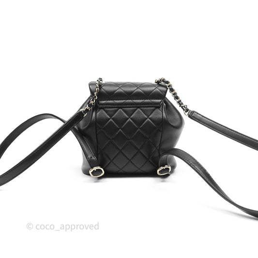 Chanel Small Duma Drawstring Backpack Black Lambskin Gold Hardware