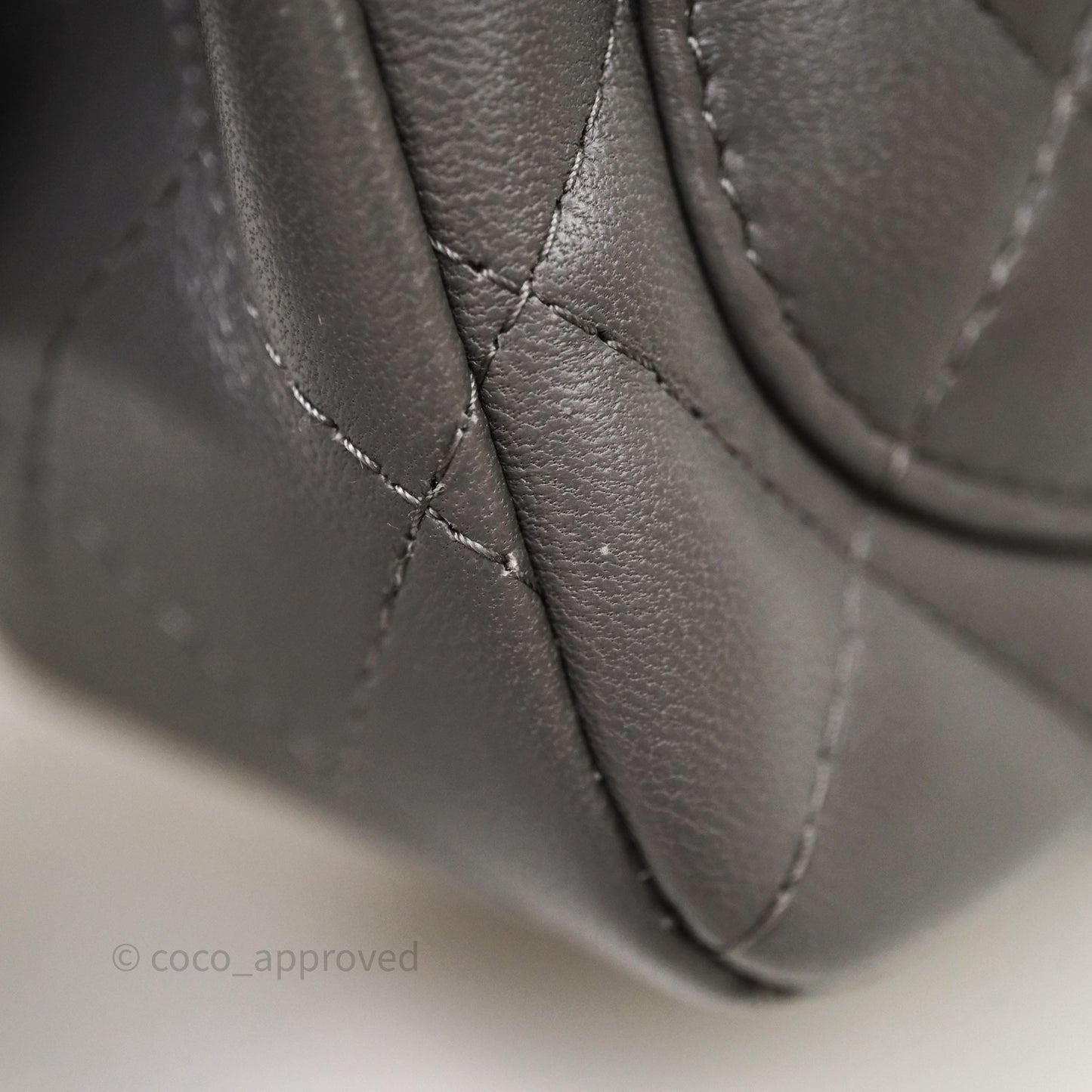Chanel Mini Square Quilted Grey Lambskin Gold Hardware
