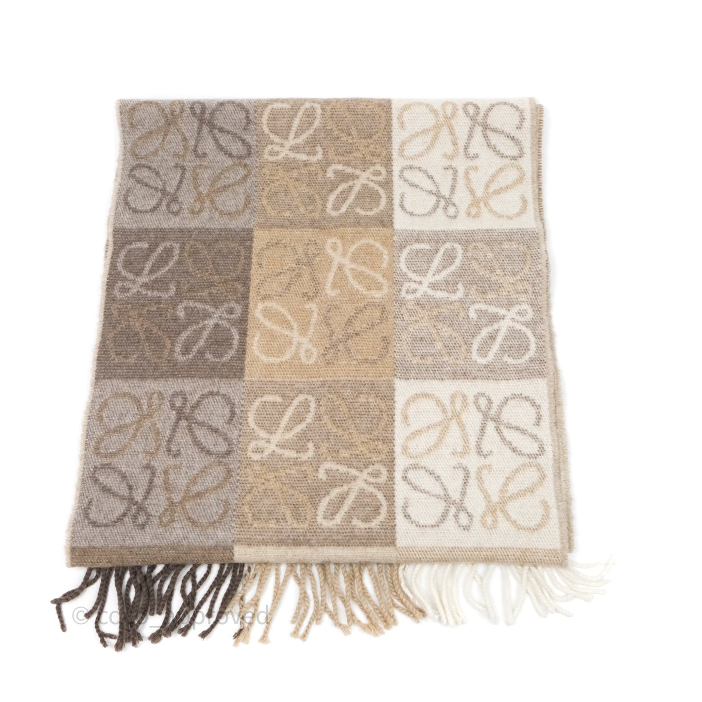 Loewe Anagram Wool Cashmere Scarf Beige