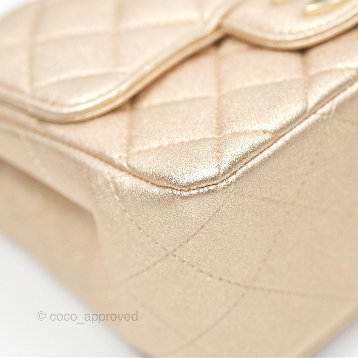 Chanel Quilted Mini Square Iridescent Gold Lambskin Gold Hardware 21P