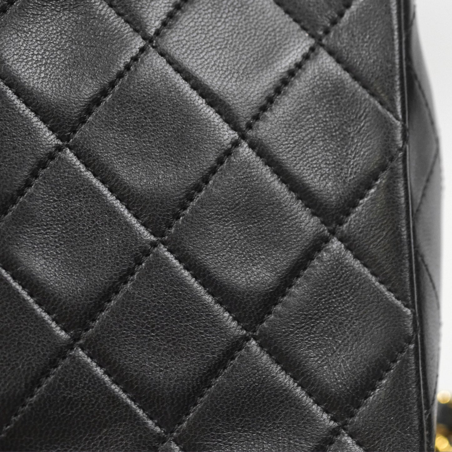 Chanel Vintage Square Flap Bag Black Lambskin 24K Gold Hardware