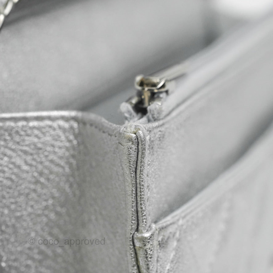 Chanel Quilted Wallet on Chain WOC Silver Lambskin Silver Hardware