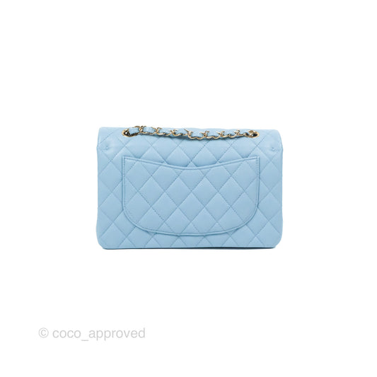 Chanel Small Classic Quilted Flap Blue Caviar Gold Hardware 22S