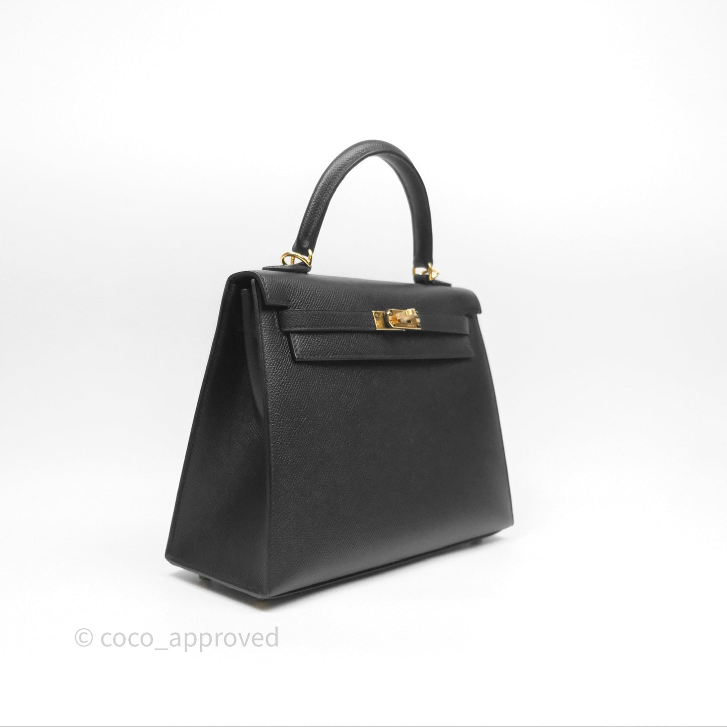 Hermès Sellier Kelly 25 Black Noir 89 Epsom Gold Hardware