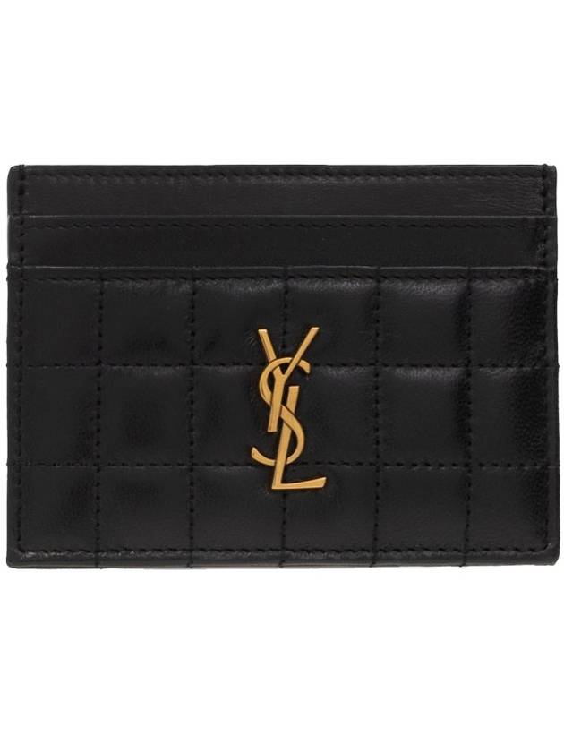 Luxury Saint Laurent Cassandre Quilting Leather Card Wallet Black
