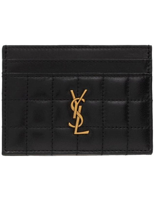Luxury Saint Laurent Cassandre Quilting Leather Card Wallet Black