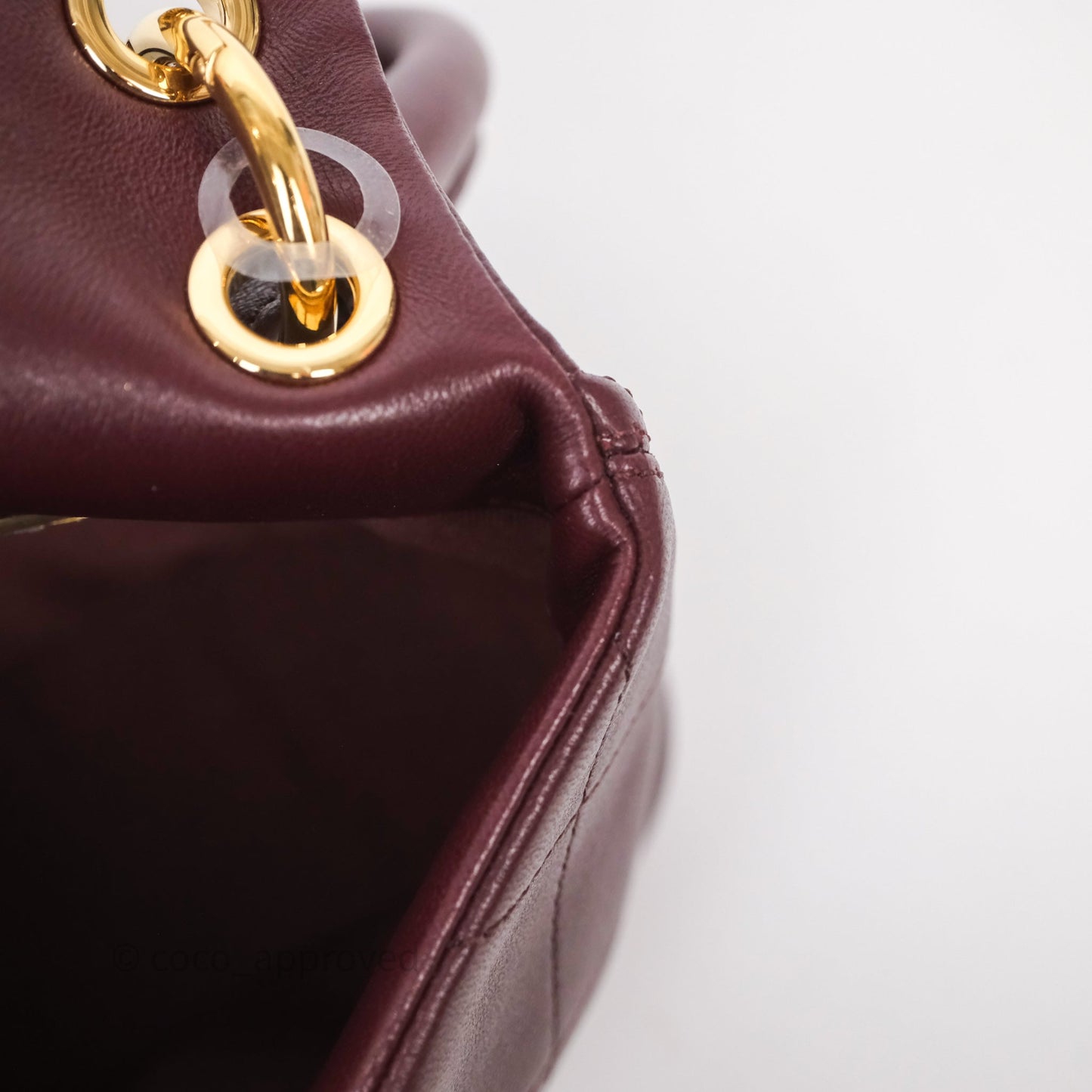 Chanel Quilted Shoulder Flap Bag Red Burgundy Lambskin Gold Hardware
