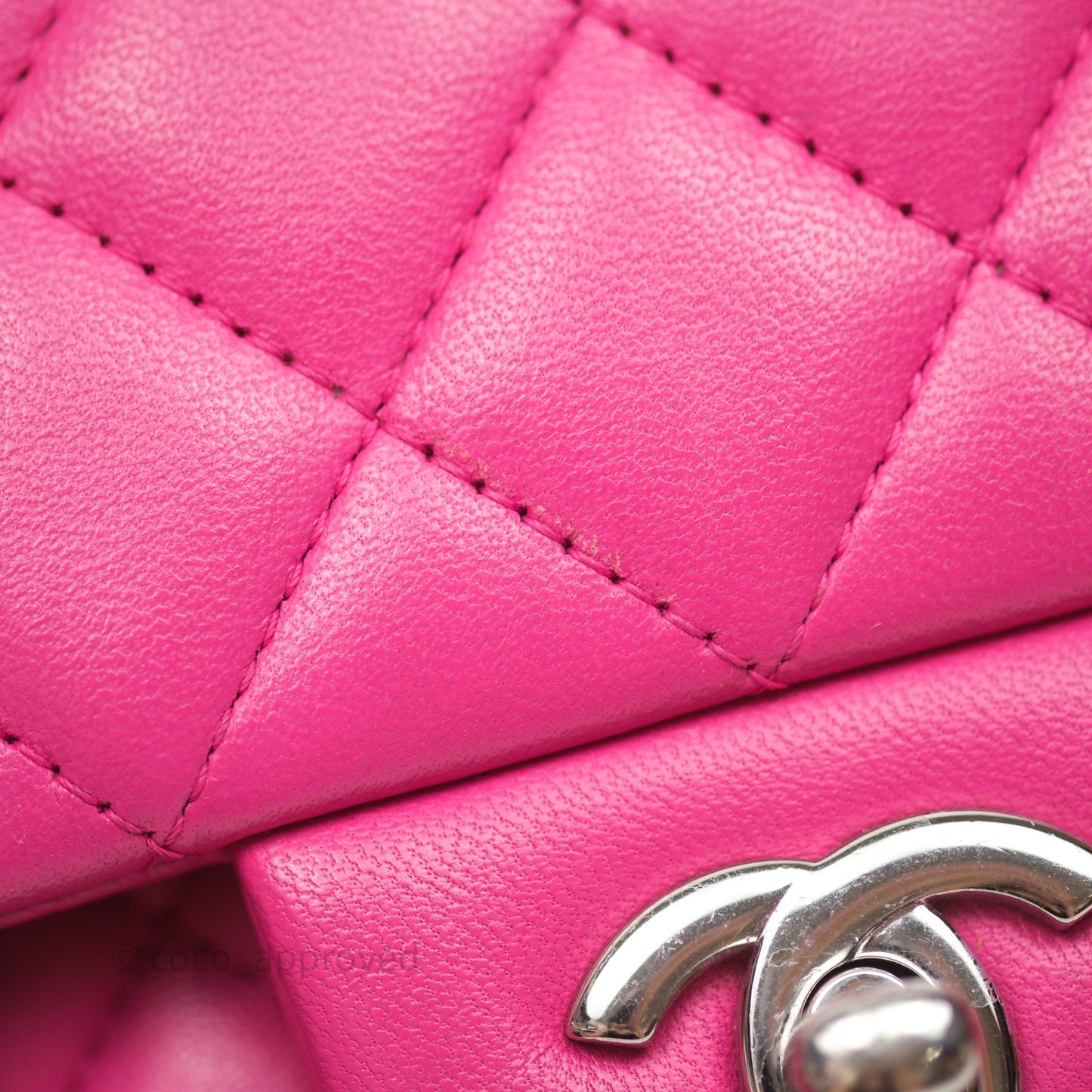 Chanel Mini Rectangular Quilted Dark Pink Lambskin Silver Hardware