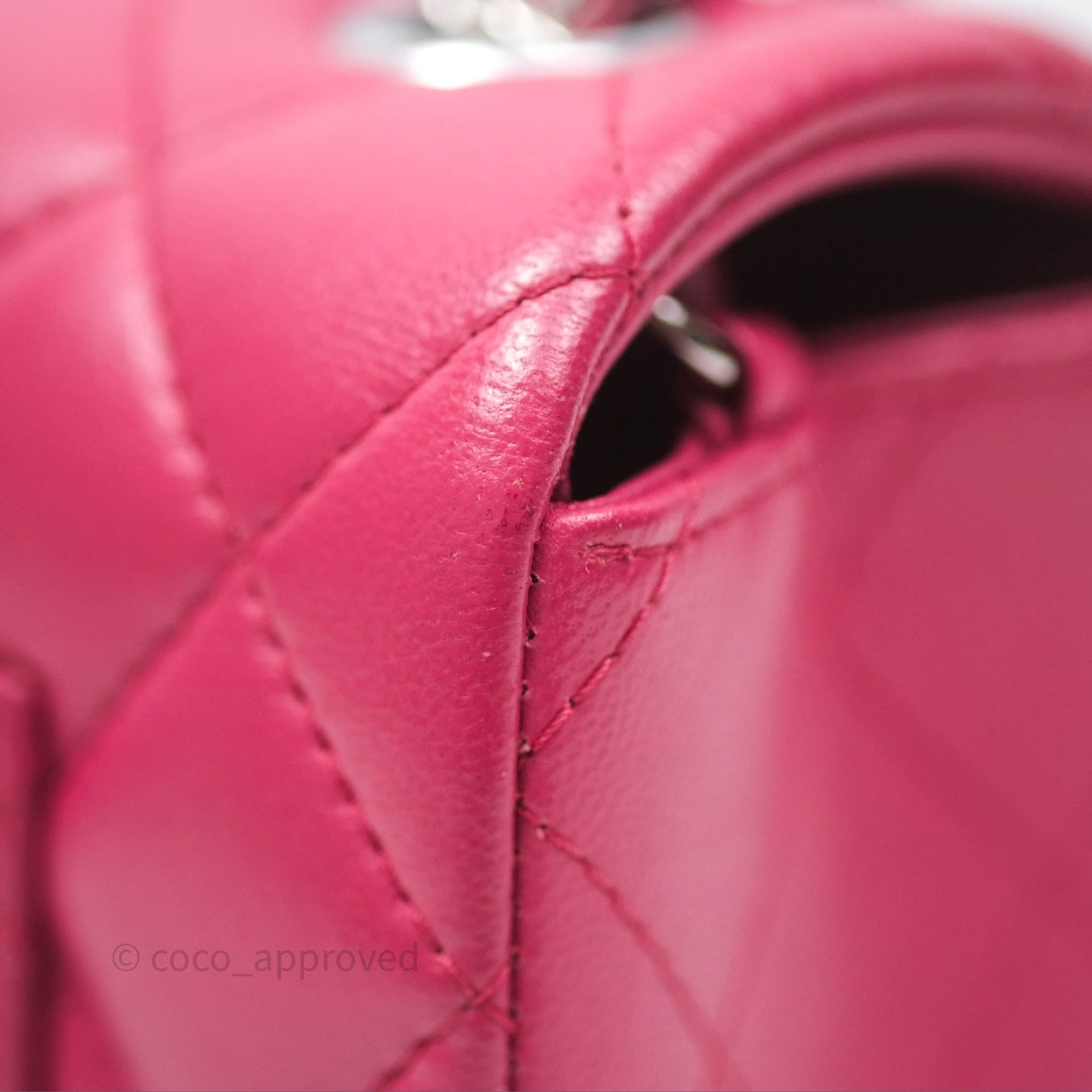 Chanel Quilted Mini Rectangular Flap Dark Pink Lambskin Silver Hardware