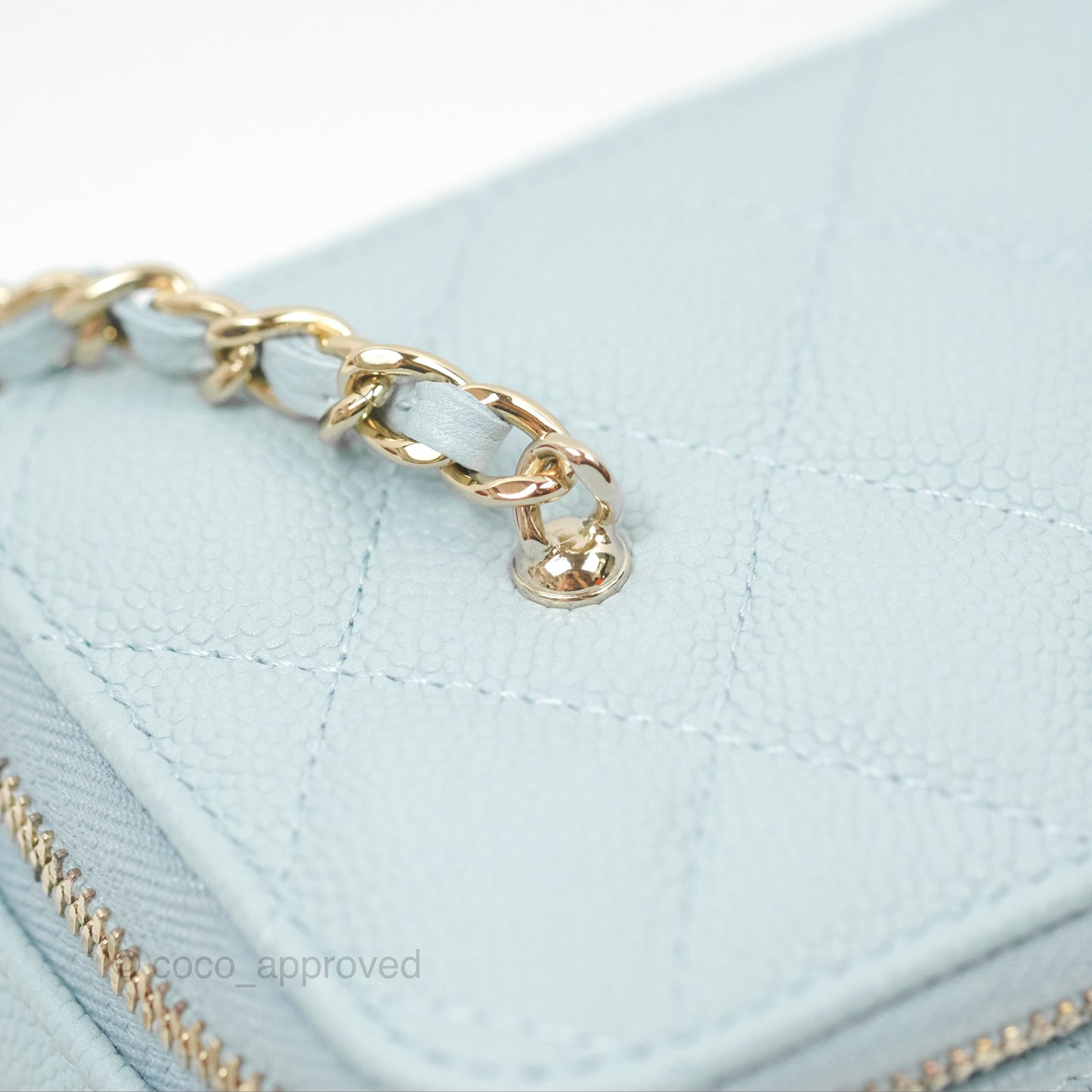 Chanel Vanity with CC Chain Light Blue Caviar Gold Hardware