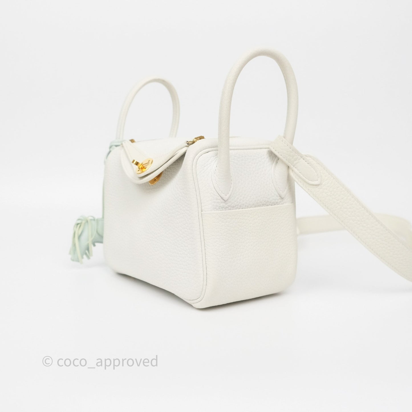 Hermès Mini Lindy 20 New White 0U Clemence Gold Hardware