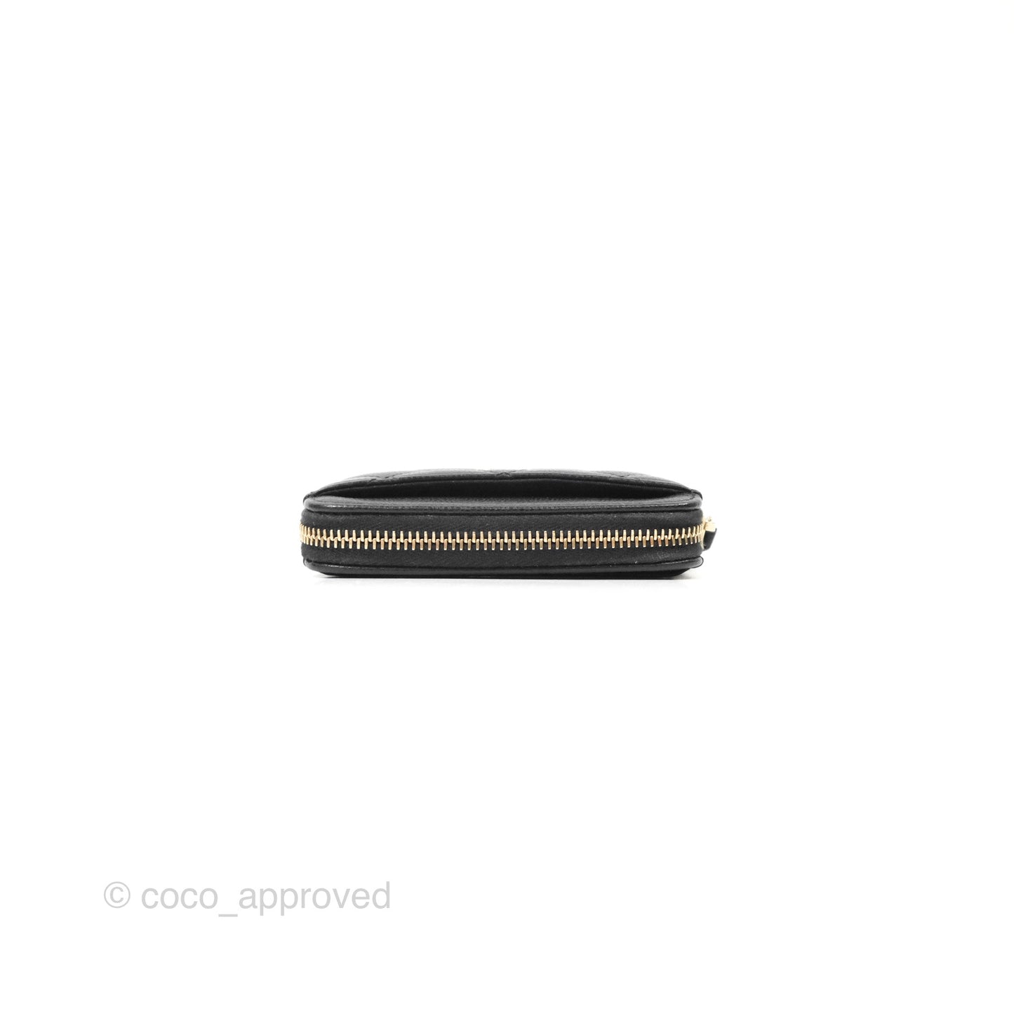 Chanel Zipped Coin Purse Card Holder Black Caviar Gold Hardware