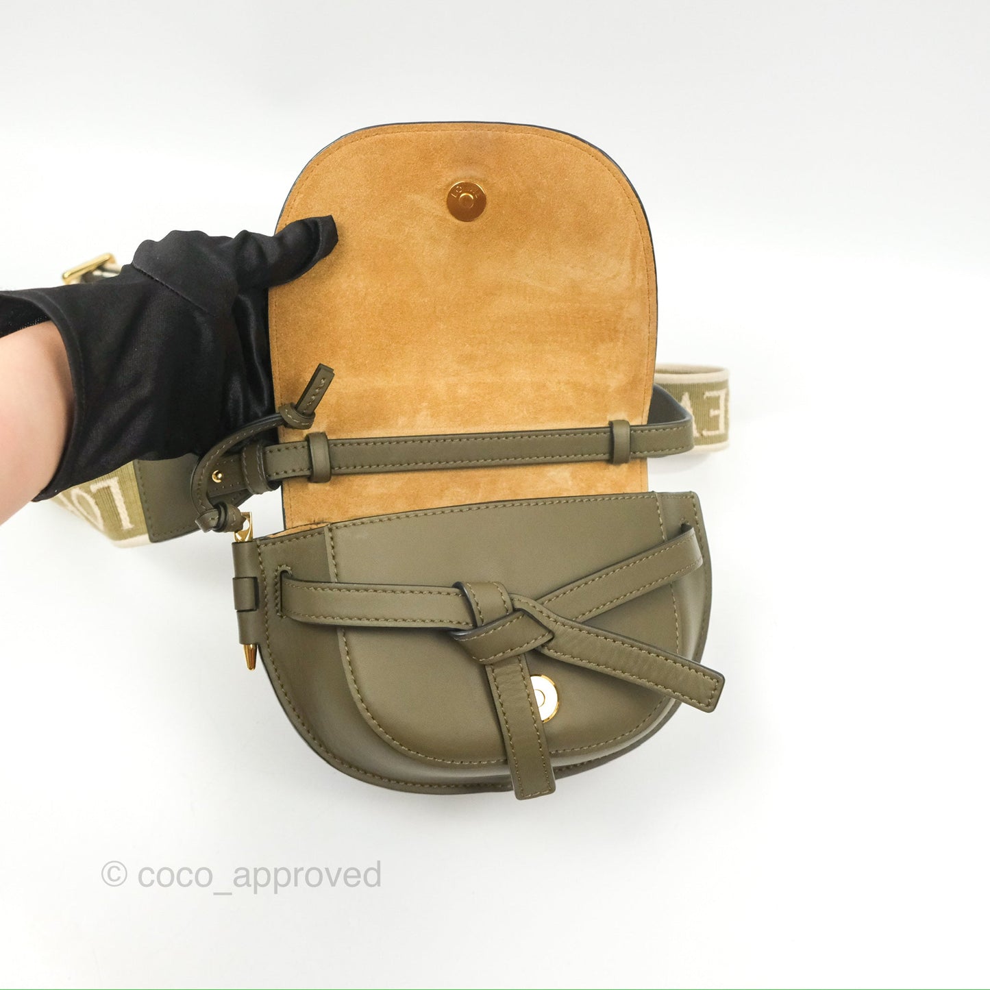 Loewe Mini Gate Dual Bag Soft Calfskin & Jacquard Strap Autumn Green