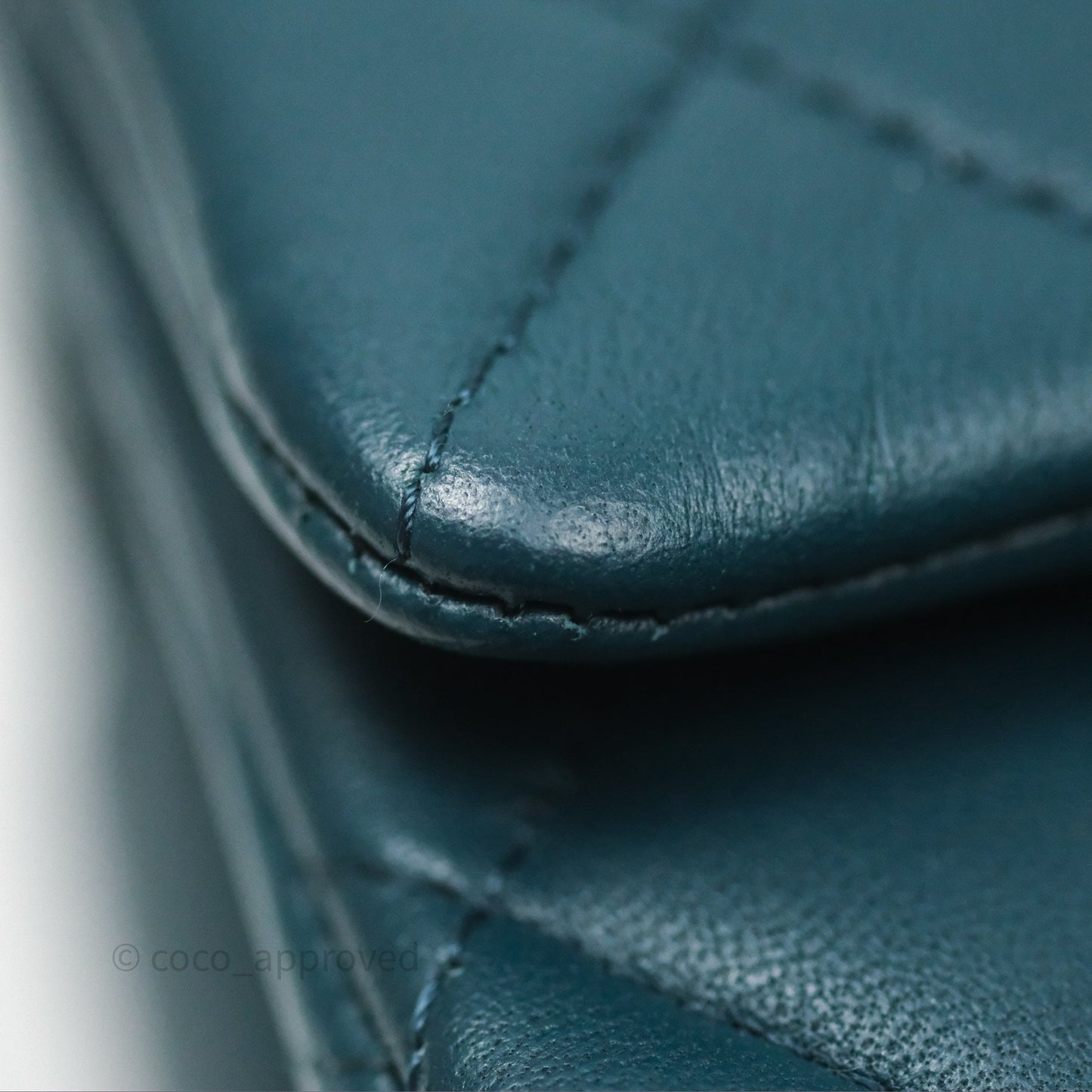 Chanel Quilted Mini Rectangular Flap Teal Green Lambskin Silver Hardware