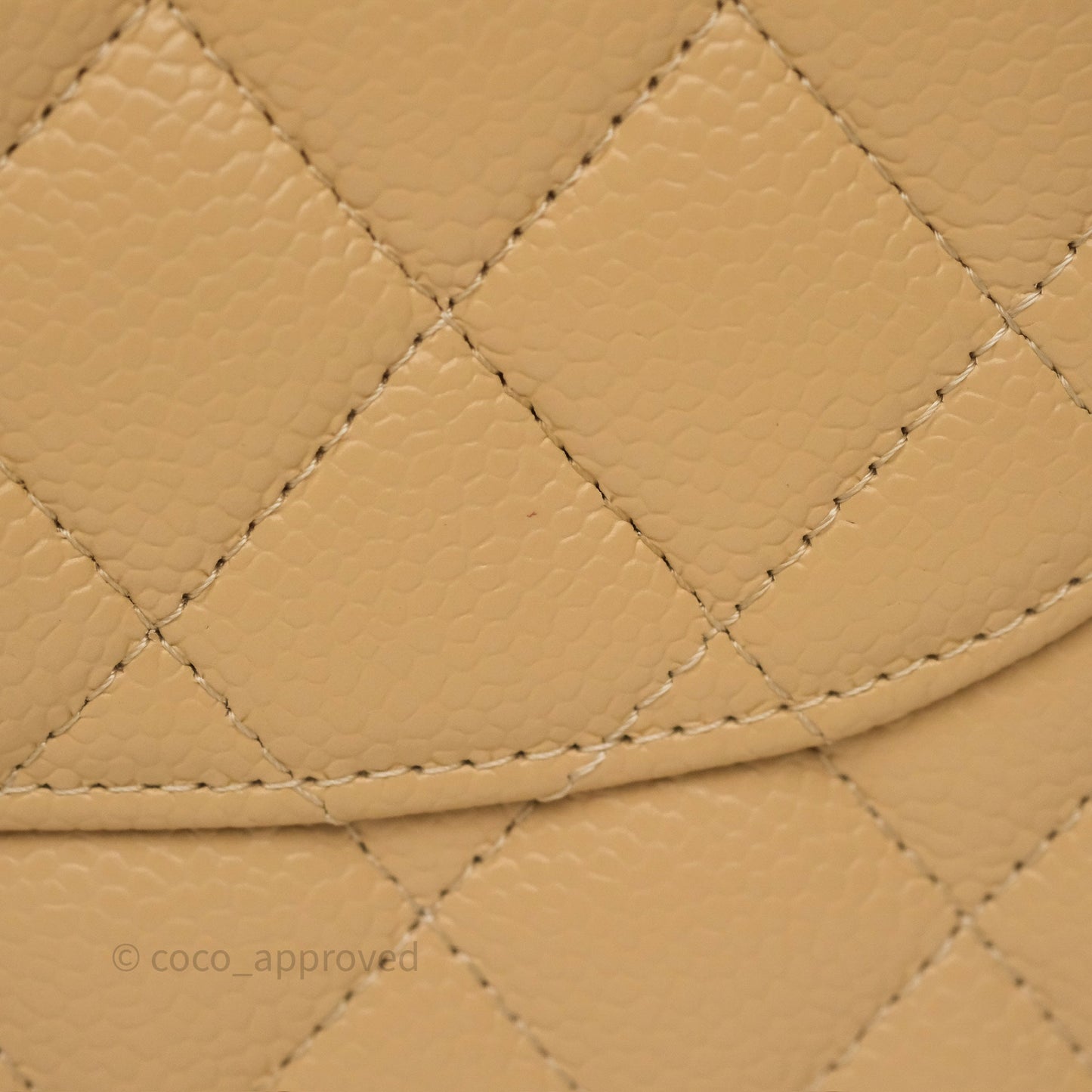 Chanel M/L Medium Classic Flap Quilted Beige Caviar Gold Hardware