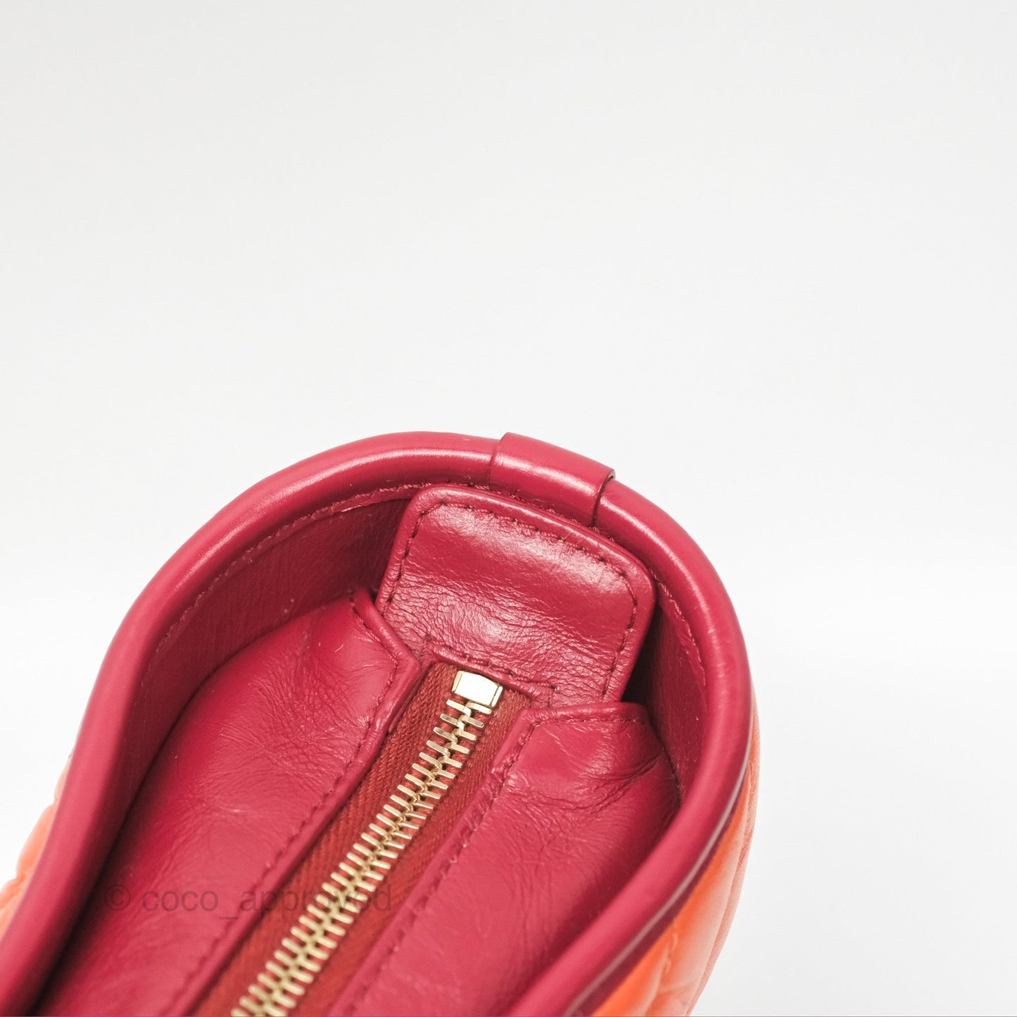 Chanel Small Gabrielle Hobo Chevron Orange Red Aged Calfskin