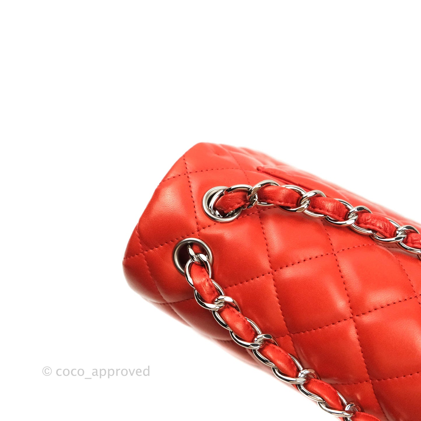 Chanel Jumbo Double Flap Red Lambskin Silver Hardware⁣⁣