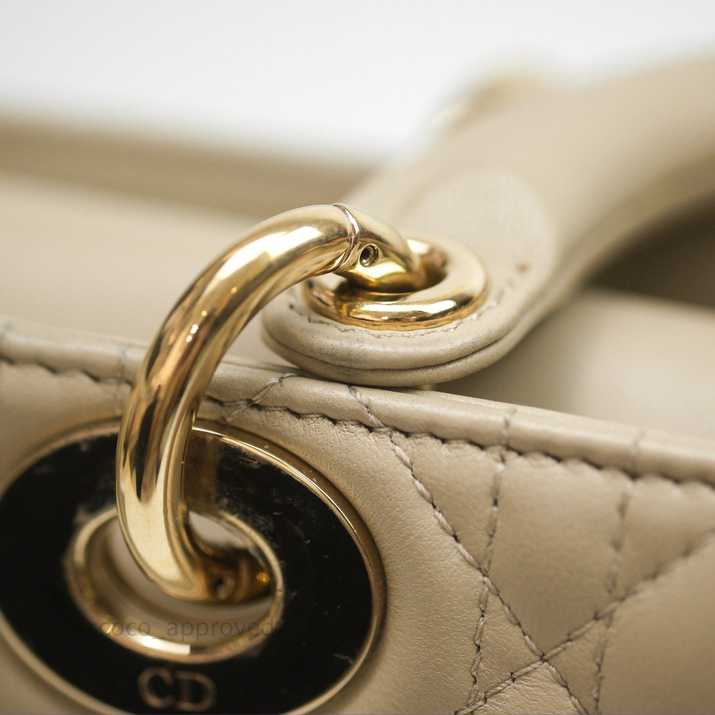 Dior Medium Lady D-Joy Bag Sand Lambskin Cannage Gold Hardware