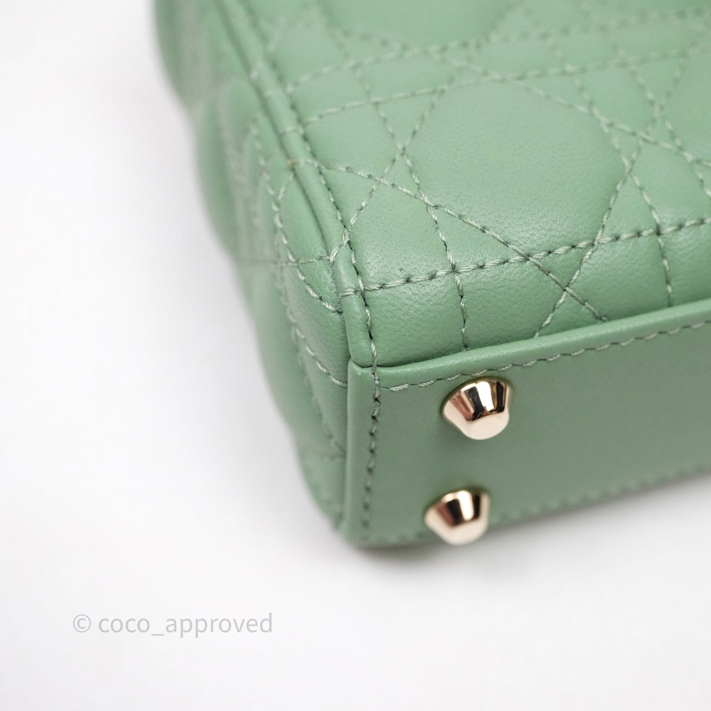 Christian Dior Micro Lady Dior Green Lambskin Cannage Gold Hardware