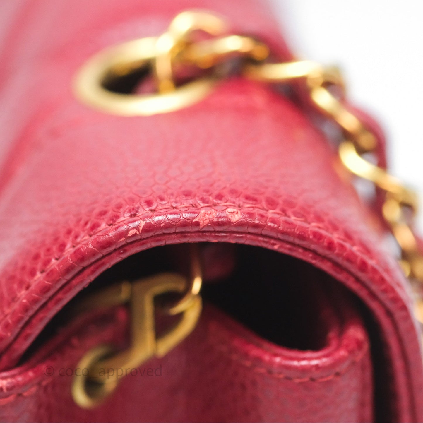 Chanel Medium Vintage Quilted Classic Diana Flap Bag Red Caviar 24K Gold Hardware