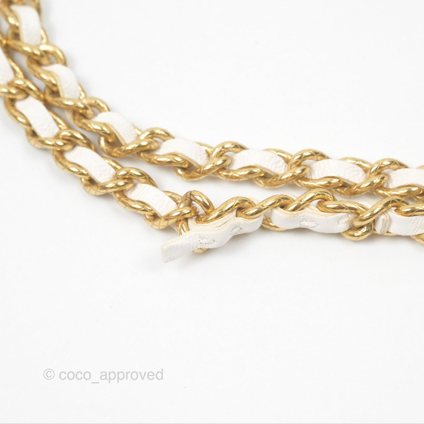 Chanel Dynasty Phone Holder with Chain White Ivory Lambskin Aged Gold Hardware