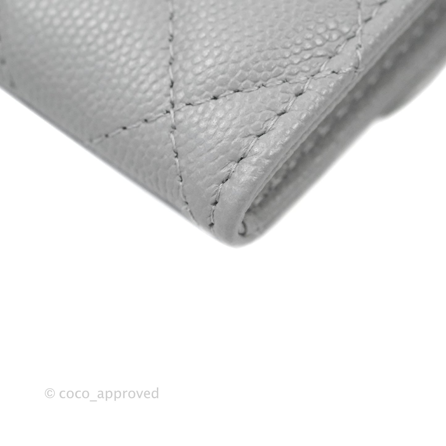 Chanel Quilted Flap Card Holder Grey Caviar Gold Hardware 21A