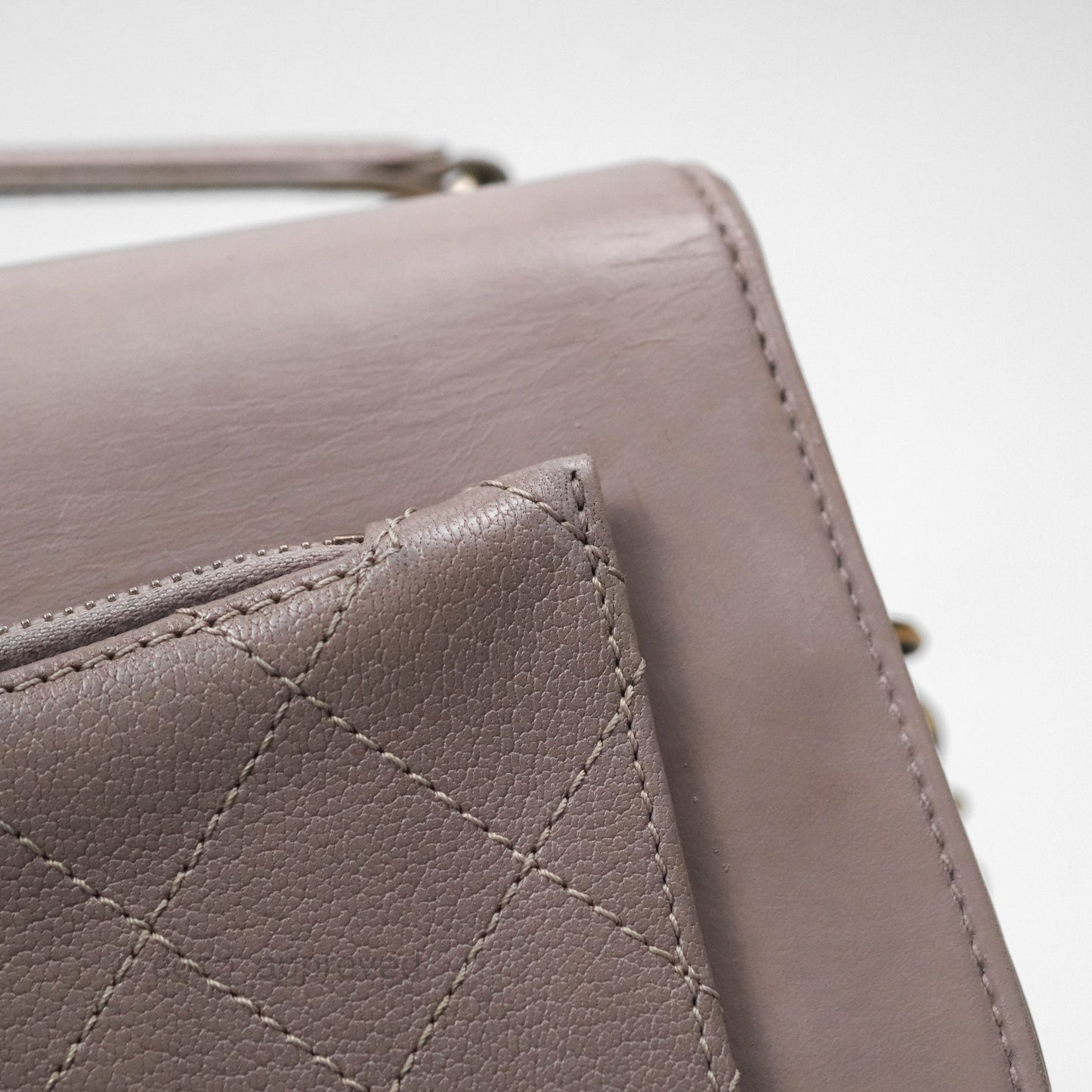 Chanel Coco Curve Flap Burnished Lilac Grey Calfskin Goatskin Antique Gold Hardware