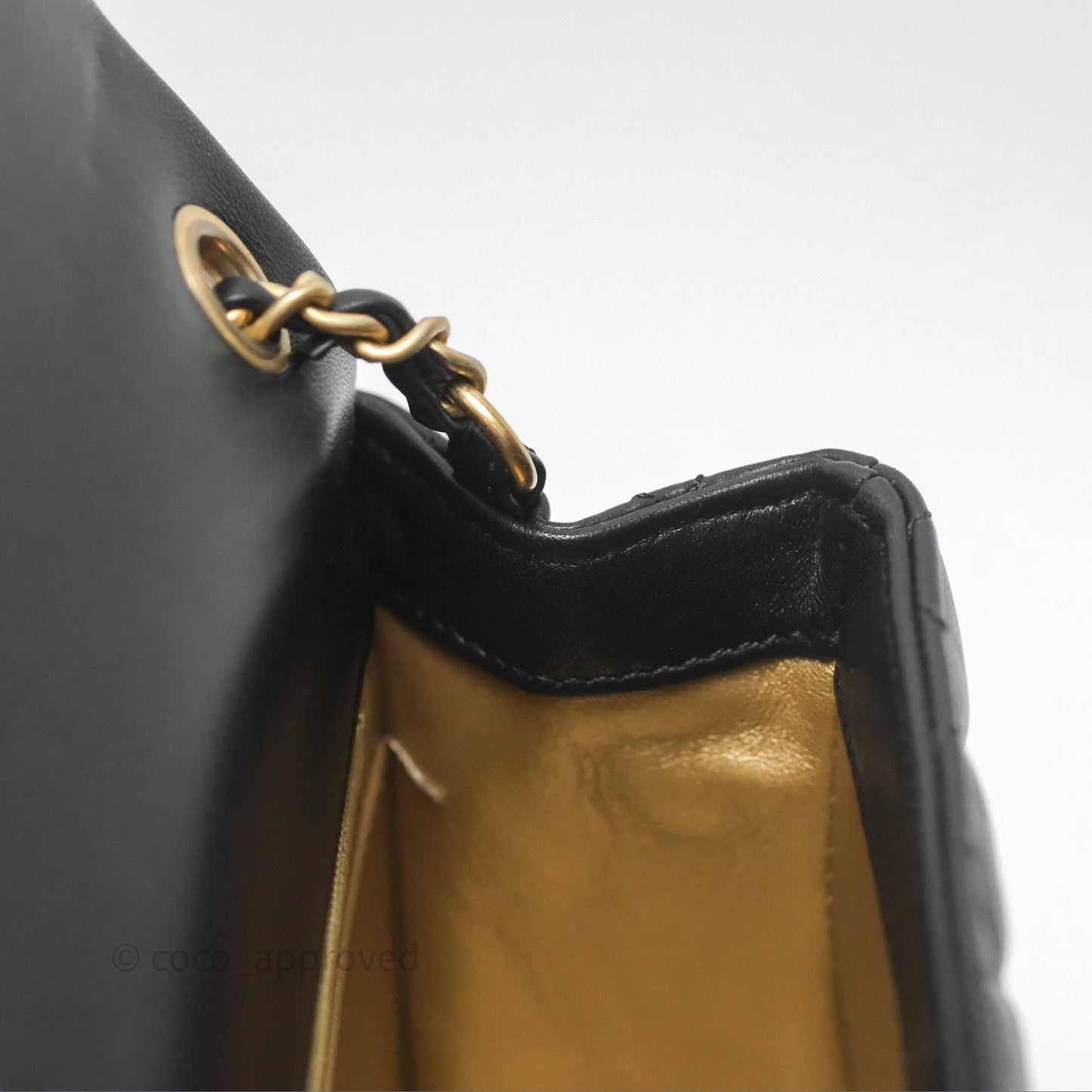 Chanel Pearl Crush Mini Square Quilted Black Lambskin Aged Gold Hardware