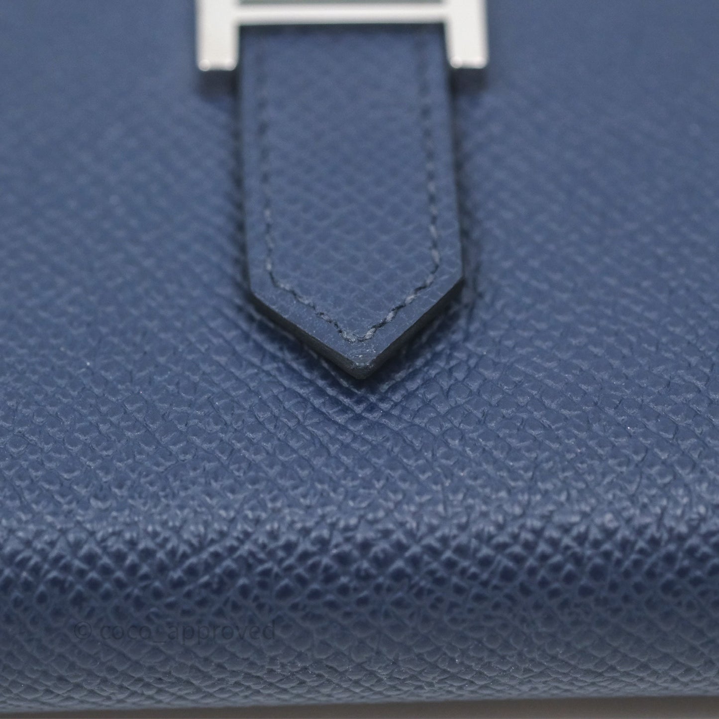 Hermès Bearn Mini Wallet Bleu Saphir 73 Epsom Palladium Hardware