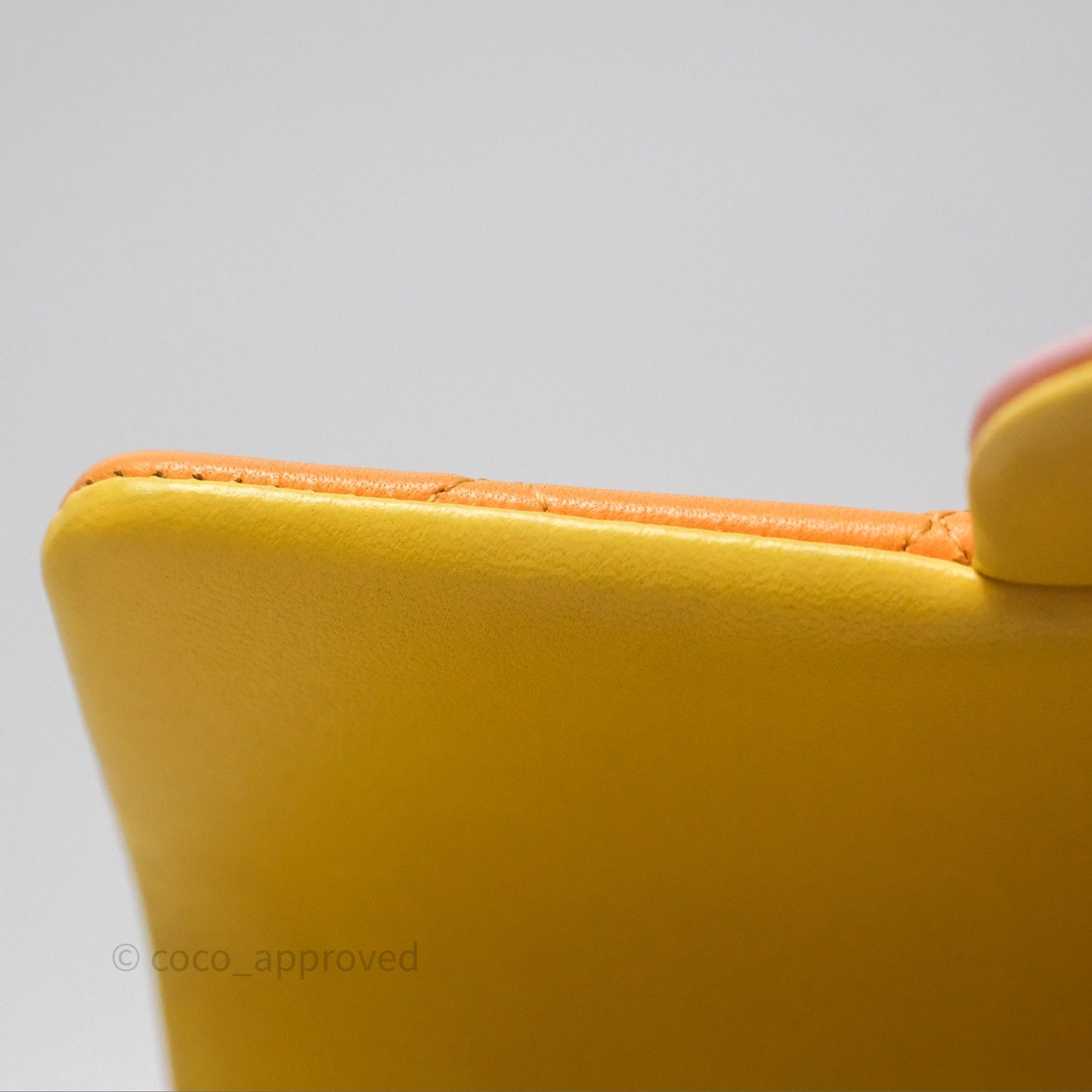 Chanel Quilted Mini Rectangular Flap Tri-Color Orange/Yellow/Pink Lambskin Gold Hardware
