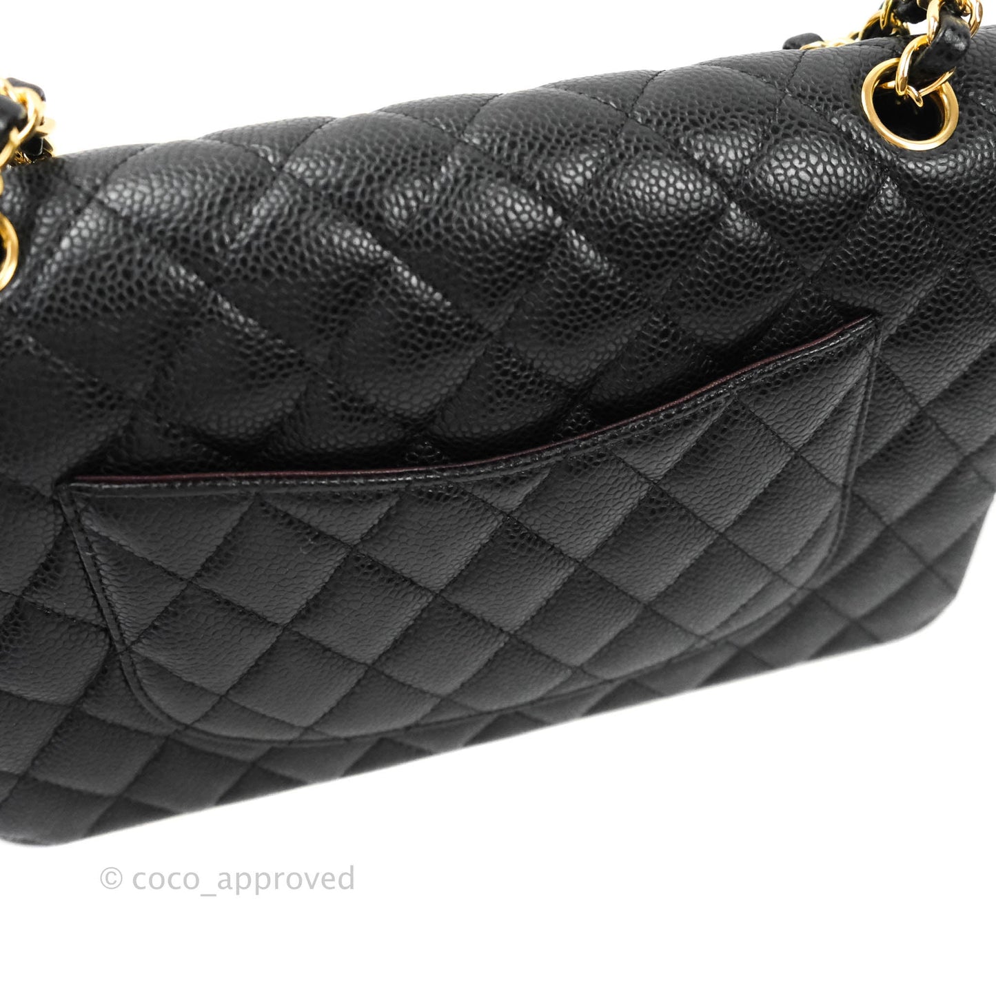 Chanel Quilted M/L Medium Double Flap Black Caviar Gold Hardware