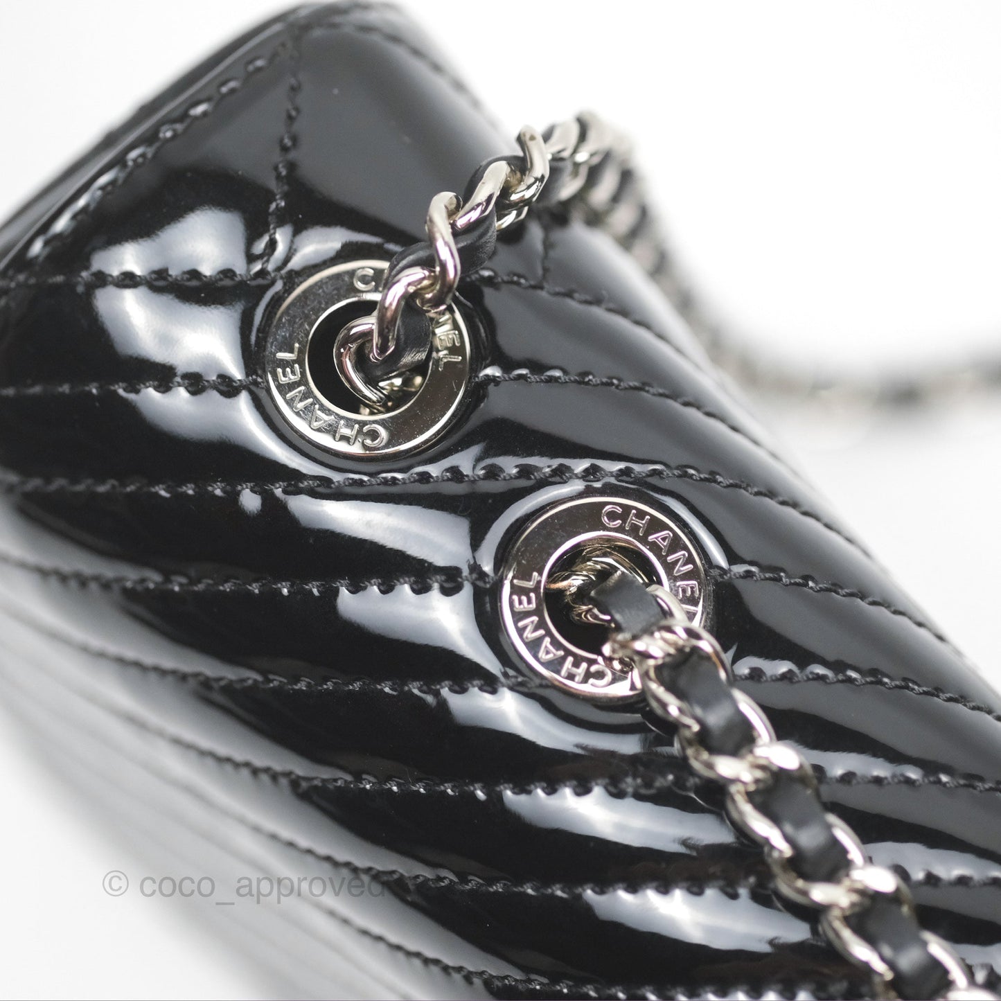 Chanel Small Flap Coco Boy Black Patent Silver Hardware