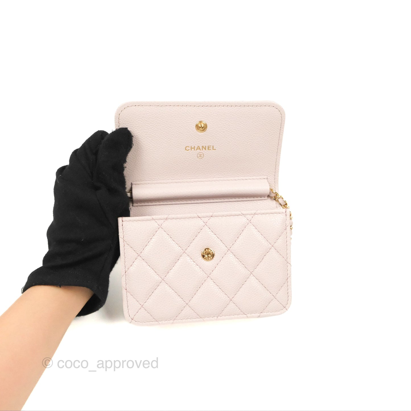 Chanel Miss Coco Clutch With Chain Quilted Lilac Pink Caviar Gold Hardware