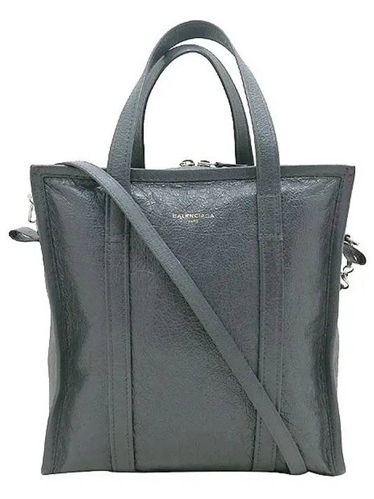 Luxury Balenciaga 513990 Gray color leather small bazaar shopper tote bag shoulder strap