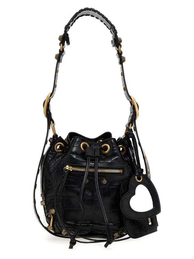 Luxury Balenciaga Le Cagole XS Leather Bucket Bag Black