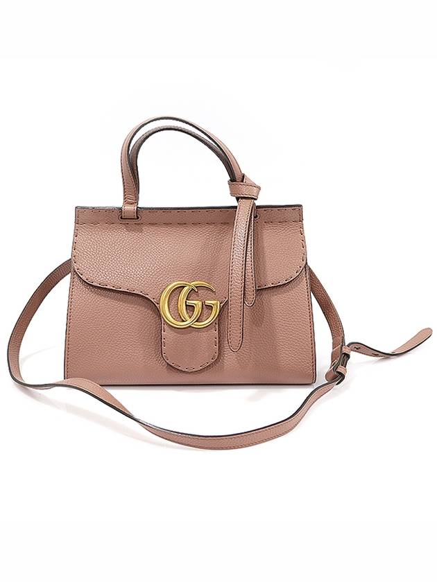 Luxury Gucci Trending 2025 442622 Antique rose leather gold plated GG Marmont mini top handle 2WAY
