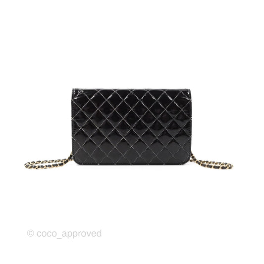 Chanel Golden Class Wallet On Chain WOC Black Patent Gold Hardware