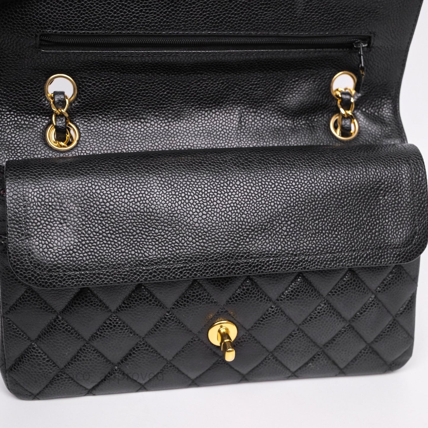 Chanel Classic M/L Medium Flap Quilted Black Caviar Gold Hardware