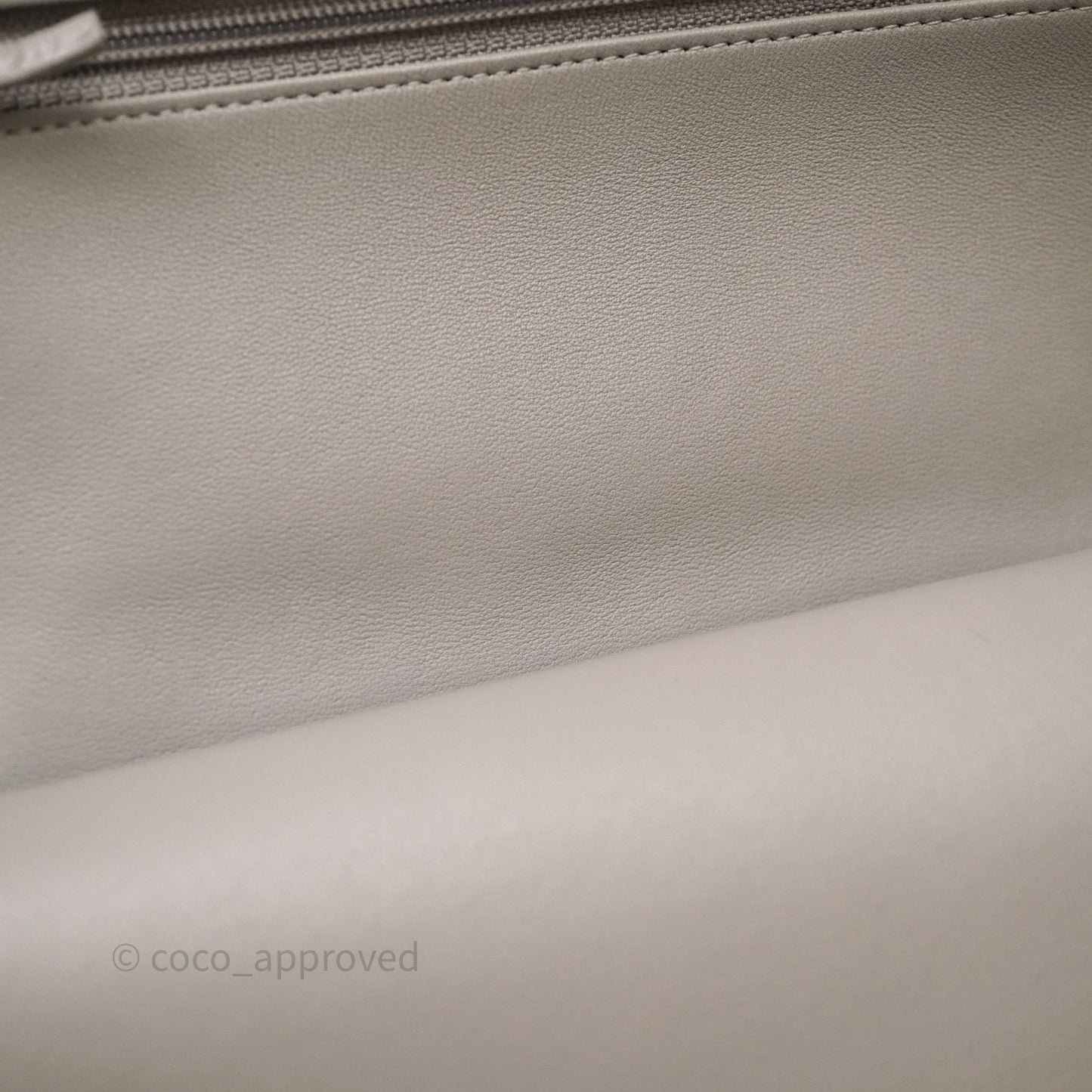 Chanel Classic M/L Medium Flap Quilted Grey Lambskin Silver Hardware