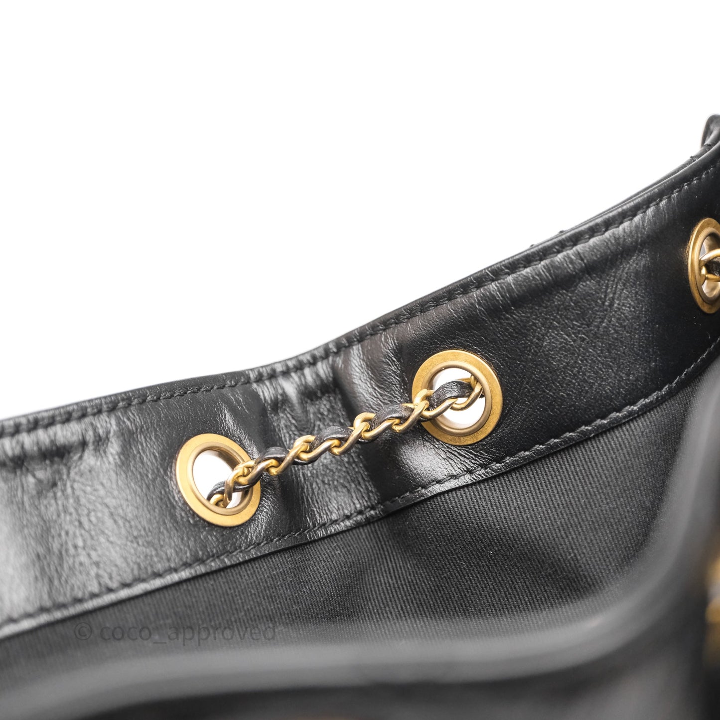 Chanel 25 Medium Black Crumpled Calfskin Aged Gold Hardware
