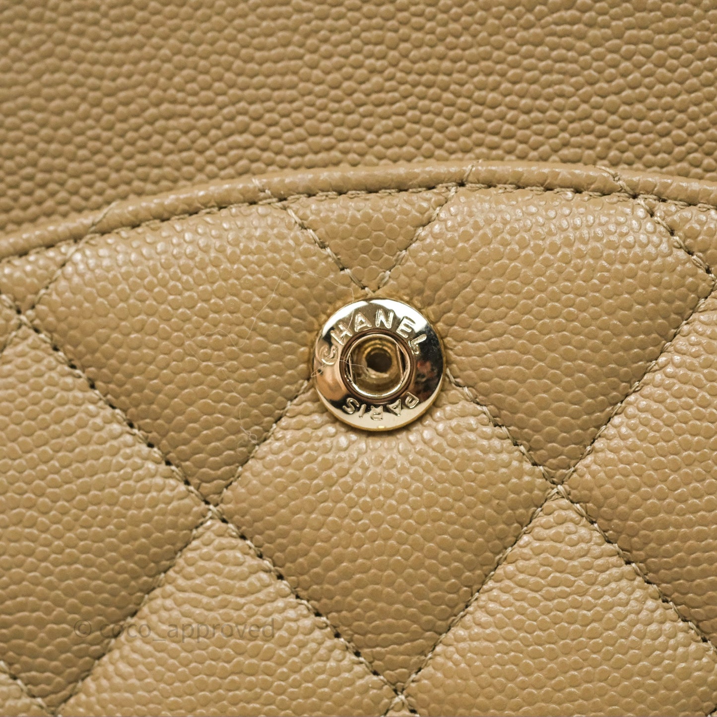 Chanel Classic M/L Medium Flap Quilted Dark Beige Caviar Gold Hardware