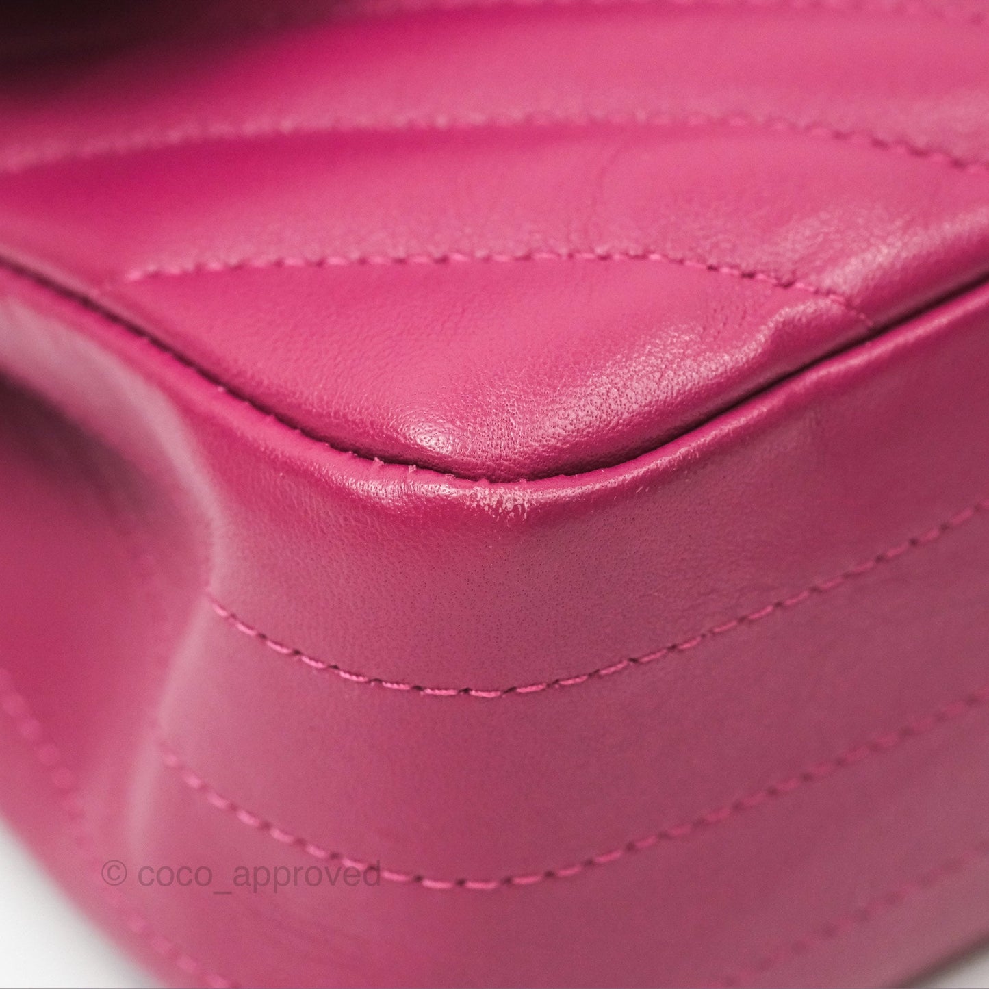 Chanel Medium Classic Flap Chevron Dark Plum Pink Lambskin Gold Hardware