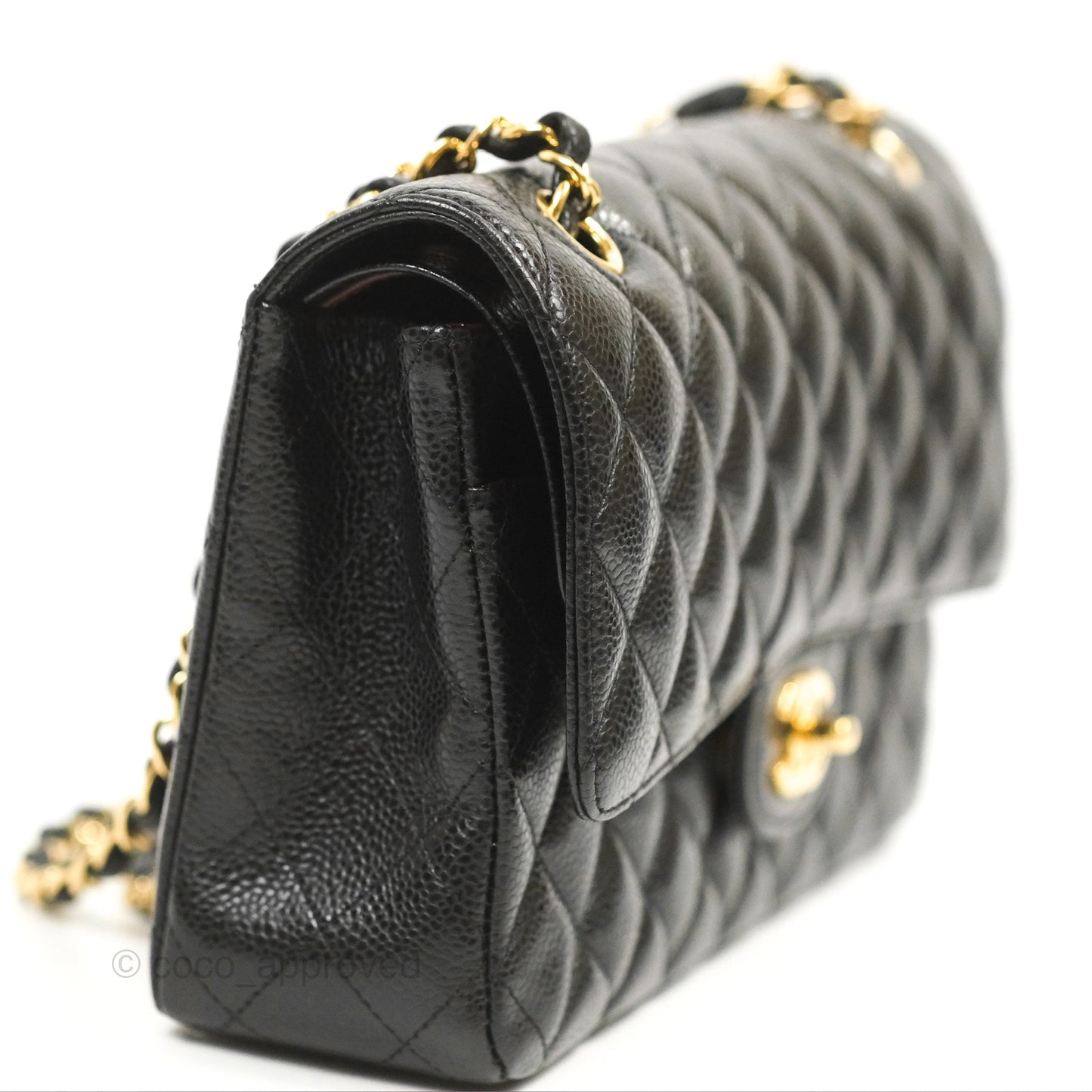 Chanel Classic M/L Medium Flap Quilted Black Caviar Gold Hardware