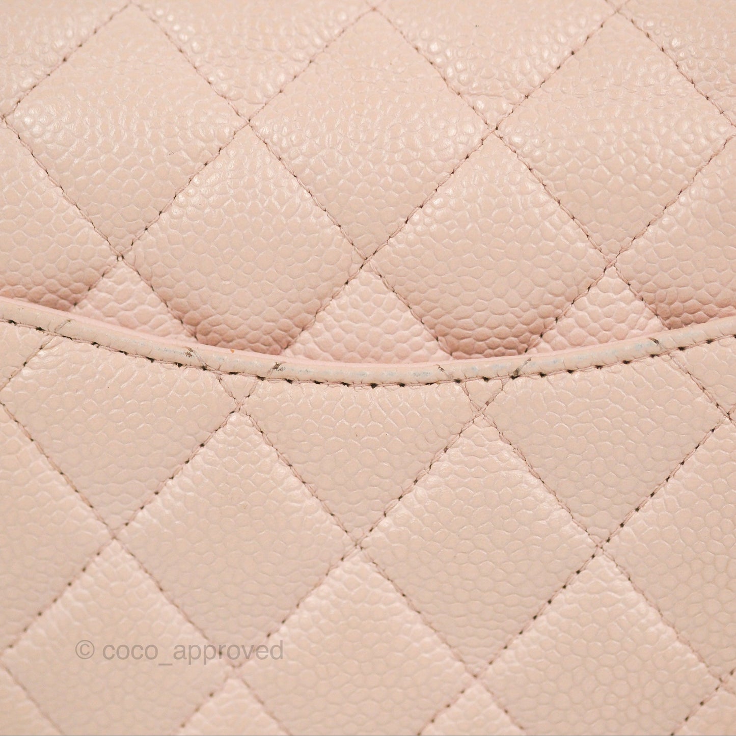 Chanel Quilted Mini Square Flap Pale Pink Caviar Ruthenium Hardware