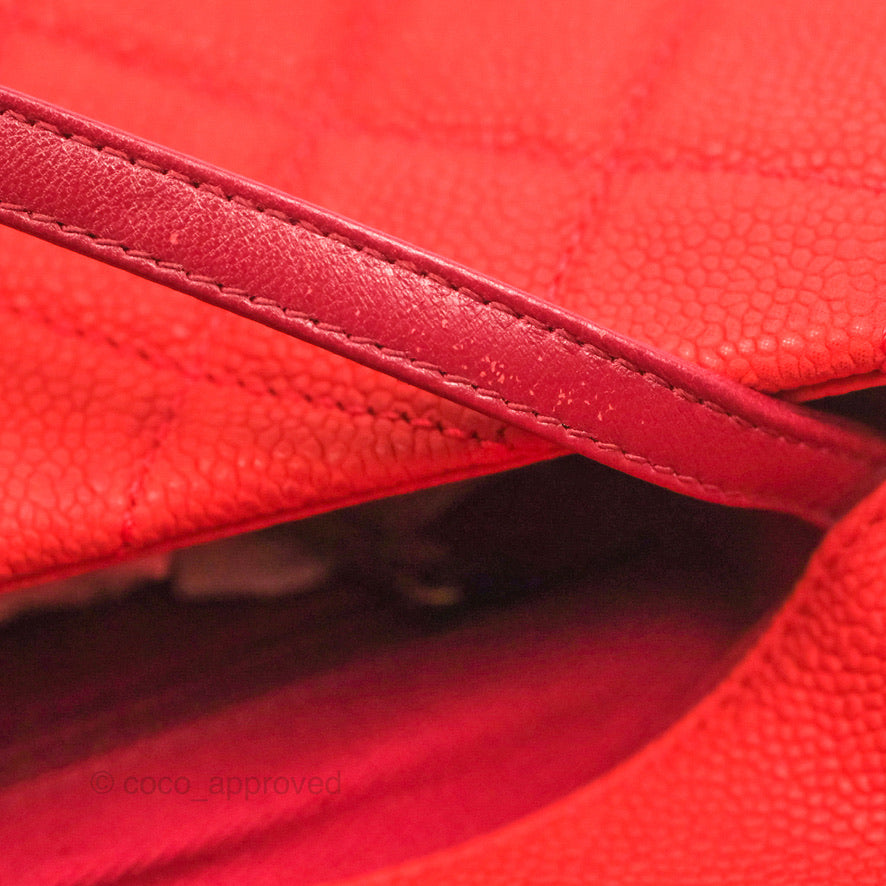 Chanel Country Chic Messenger Flap Bag Red Matte Caviar Ruthenium Hardware